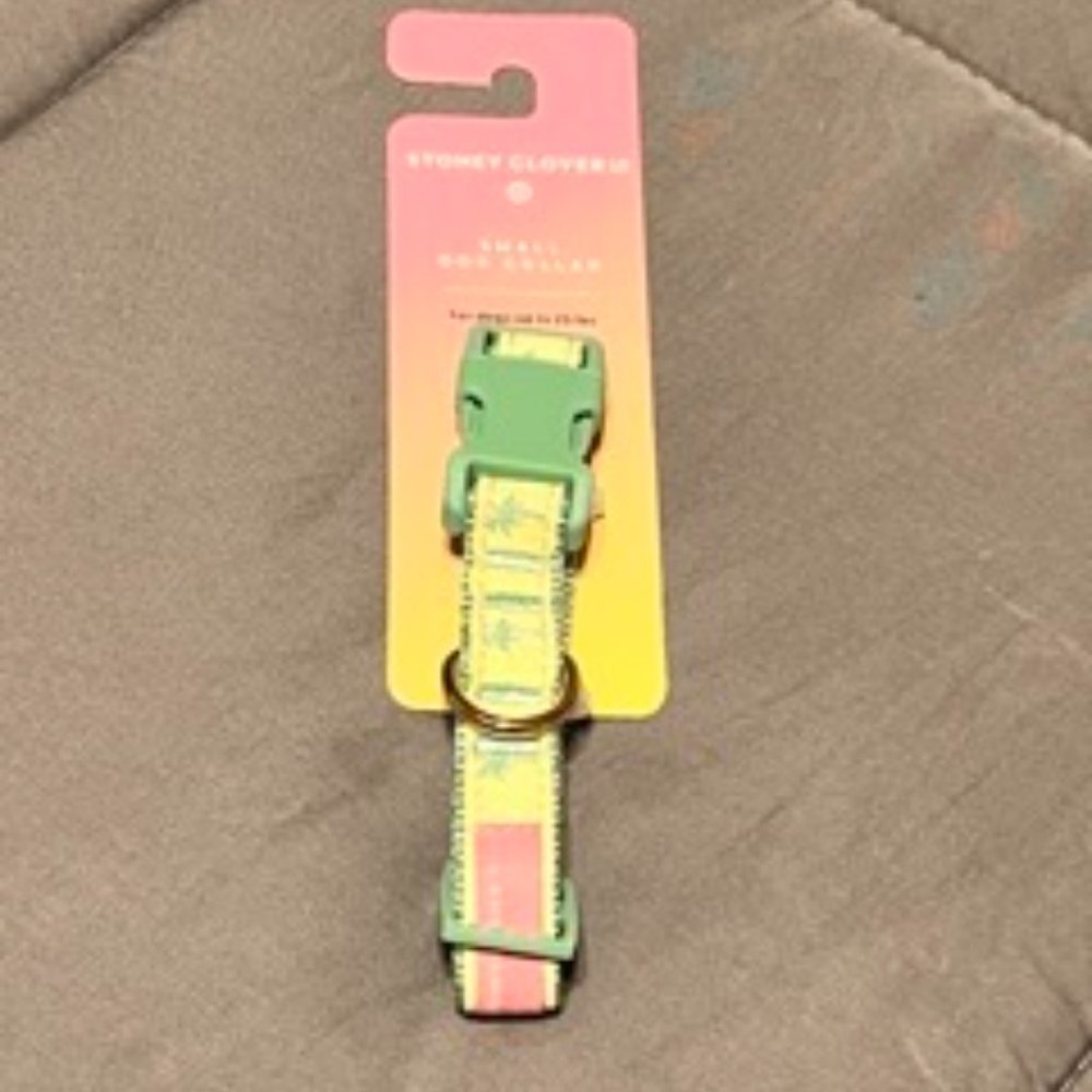 Stoney Clover Lane Target Palm Tree Dog Collar Light Yellow/Green SMALL